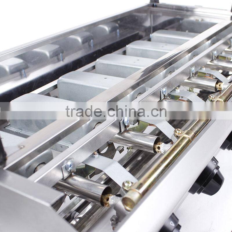 Gas Fuel Smockless and environmental 6 head stainless steel Barbecue Machine