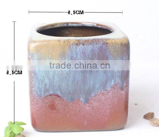 Attractive kiln glaze square mini ceramic flower pots