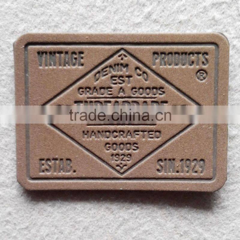 Triangle shape metal leather label for garment