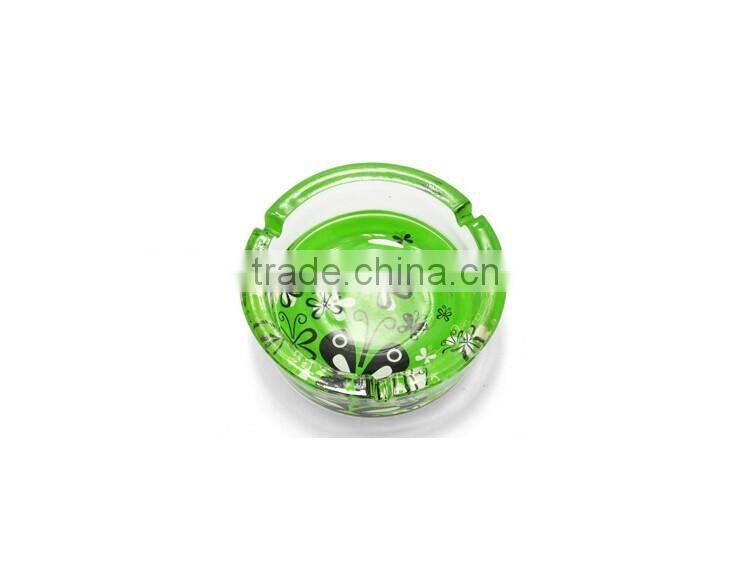 Haonai custom printing round glass ashtray with gift or color box package