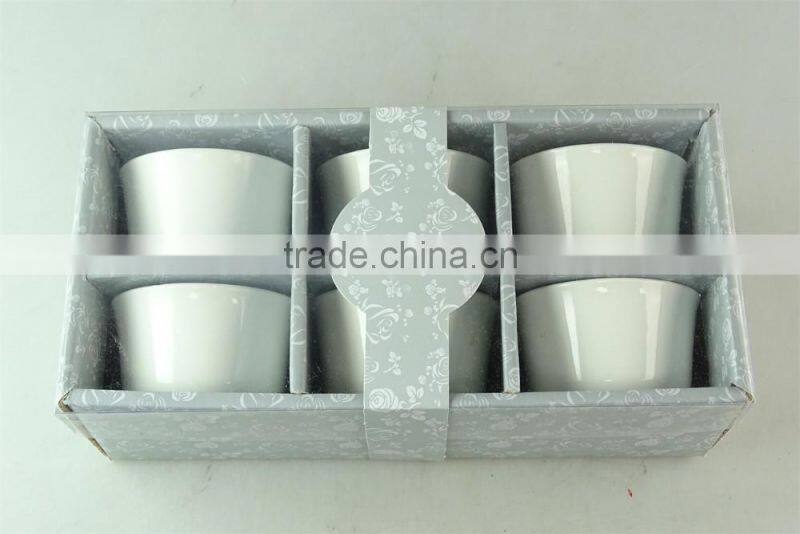 6 pcs white ceramic cup with gift box.wholesale porcelain cup