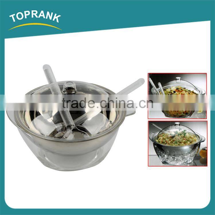 New design stainless steel iced salad bowl with dome lid