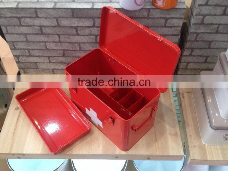 Multifunctional rectangle metal medicine storage box portable first aid cabinet