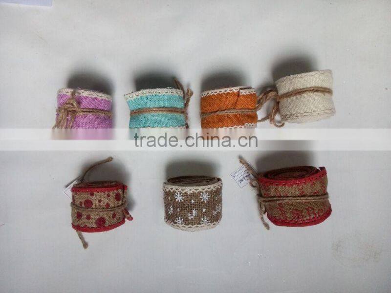Factory high quality wholesale jute burlap ribbon in 100% jute cloth
