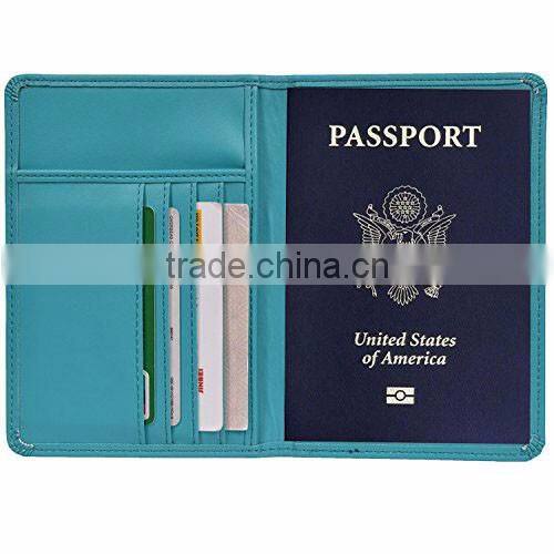 RFID Passport Holder, Cowhide Leather RFID Blocking Passport Case Cover Holder