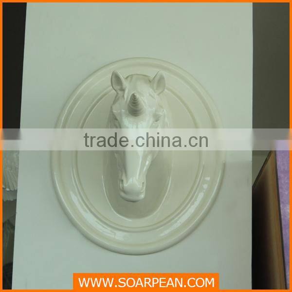 golden fiberglass horse head sculpture