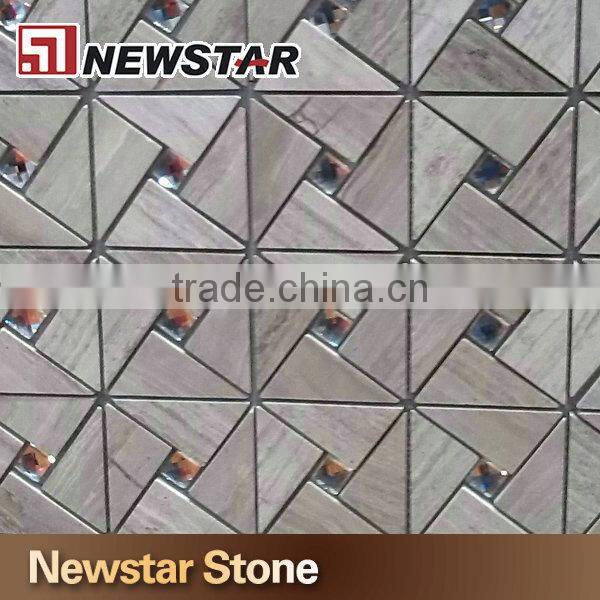 Grey wooden marble mosaic wall