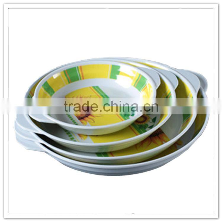 Mordern family used hand-painted sunflower printed plastic turkish dinnerware set soup bowl