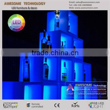 led glowing back bar cubbys