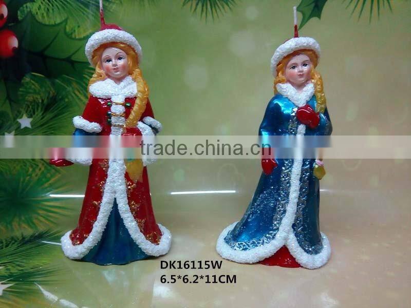 christmas beautiful girl carved candle deocration