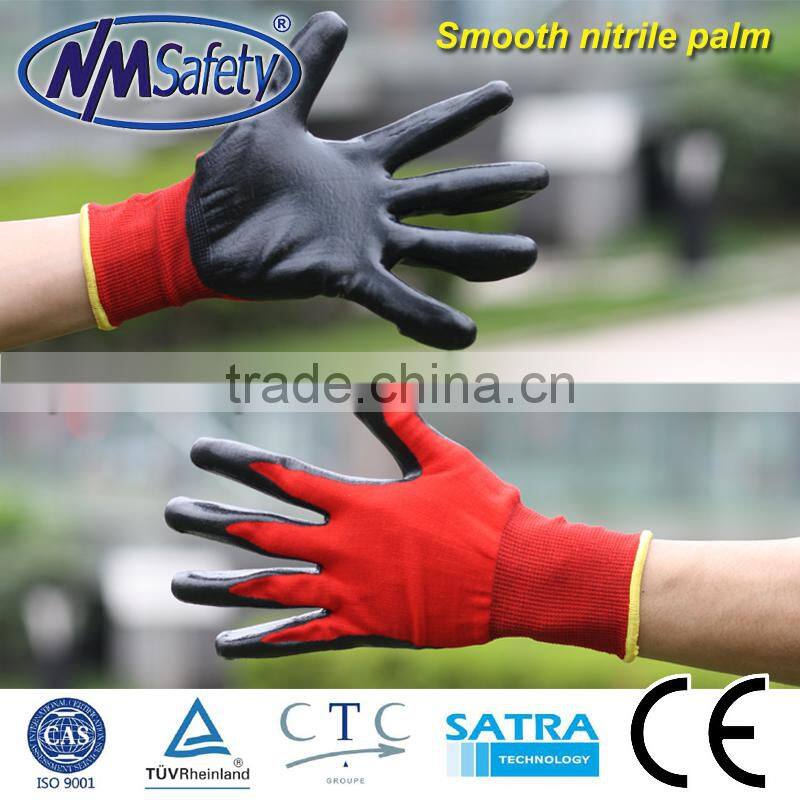 NMSAFETY black nitrile knitted hand gloves / oil resistant glove