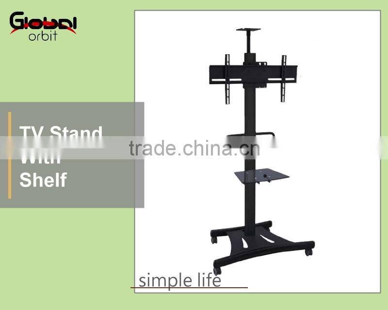 Rotate LCD TV screen holder floor stand cart with adjustable projector rack