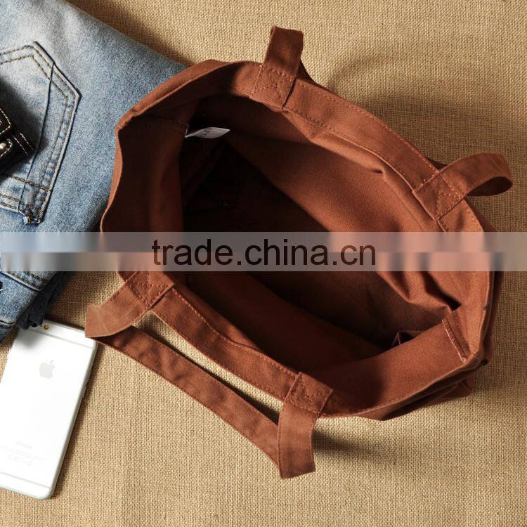 OEM Customized LOGO Fashion Solid 12OZ Canvas Tote Shopping Bag,Custom Size And Color FH069