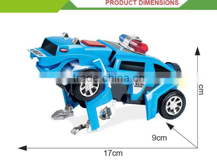 Deformation set cheap electric police toy car model display stand