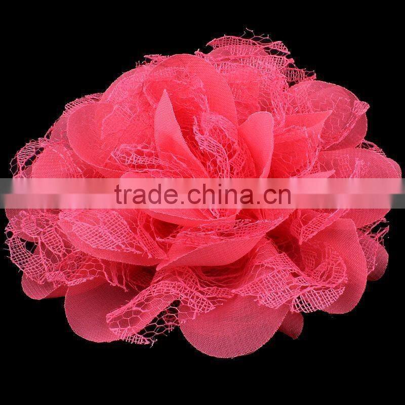 chiffon and lace flower clip for kids hair accessories for baby girl
