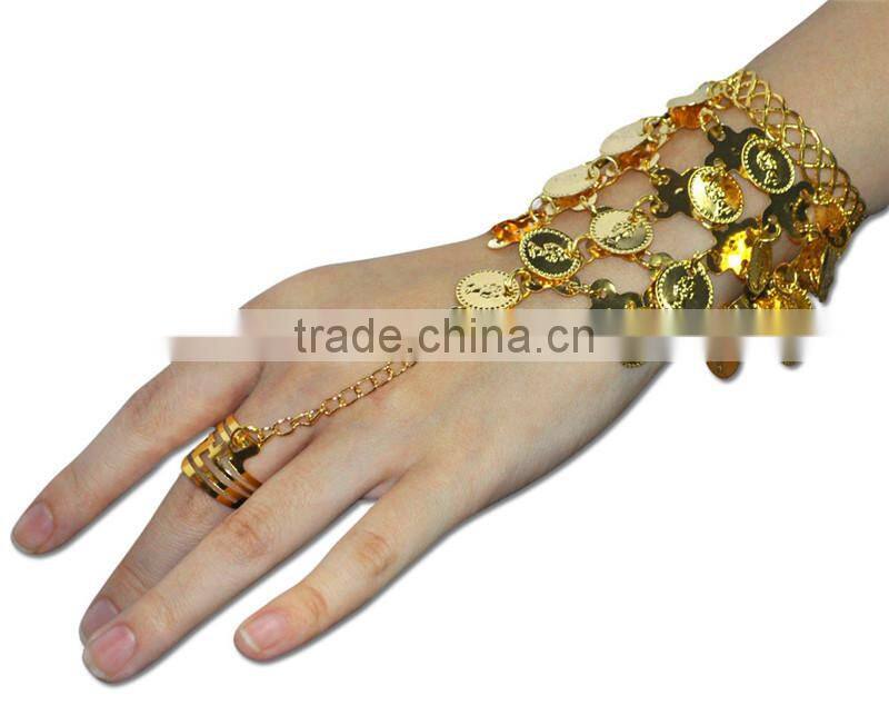 Belly dance metal slave bracelet with coins