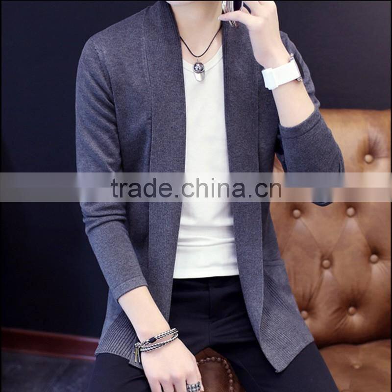 Mens V neck long sleeve cardigan 100%cotton latest designs for men knitted sweater