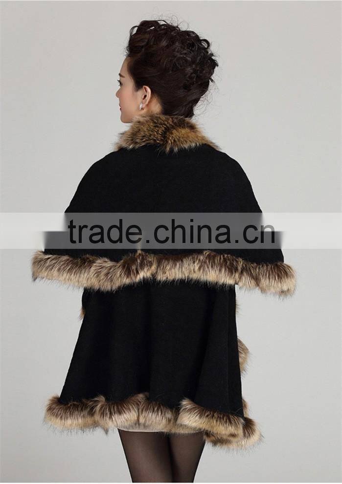 wholesale 2016 new winter latest design fashion knitted faux fox fur pashmina shawl for woman