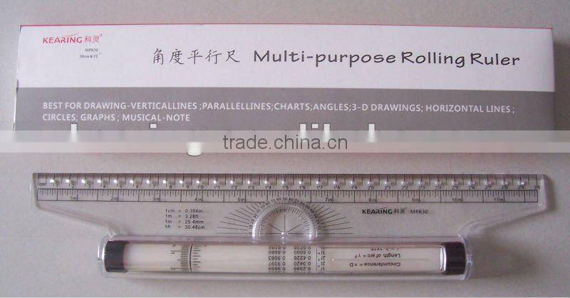 Kearing Parallel Rolling Ruler Rigid Plastic 30cm Multi Purpose Rolling Rule # MPR30