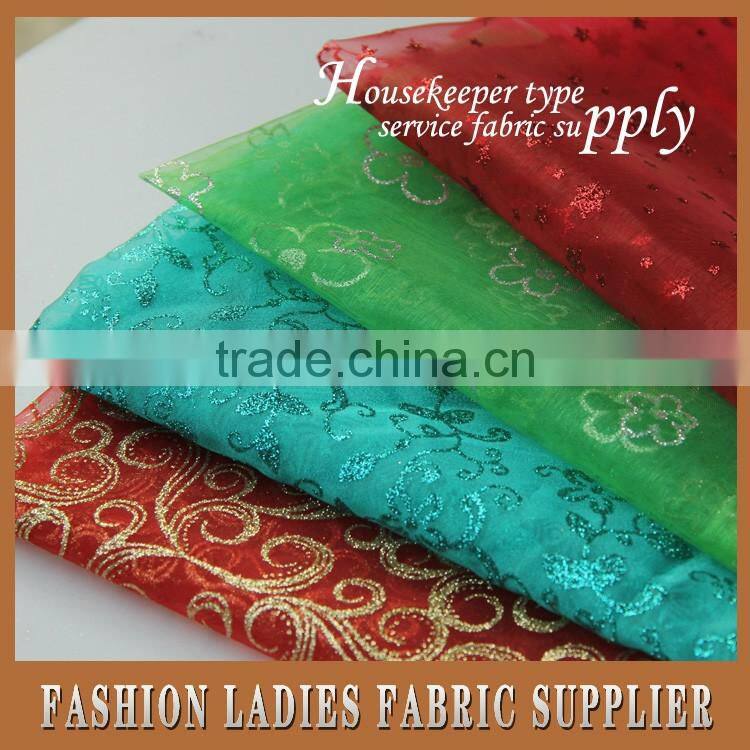100%POLY ORGANZE FOIL FABRIC FOR DRESS AND GARMENT