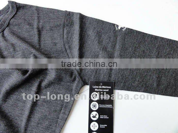 100% merino charcoal base layer women thermal suit of Ladies crew
