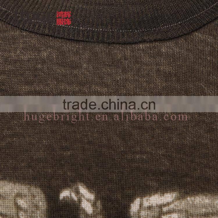 Men Eagle Pattern Intarsia Sweater, Merino Wool Sweater