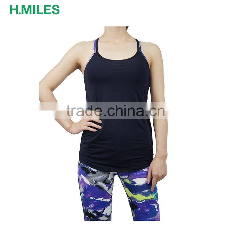 Black Gym Fitness Sport spaghetti strap tank top Vest Singlet for Running Training