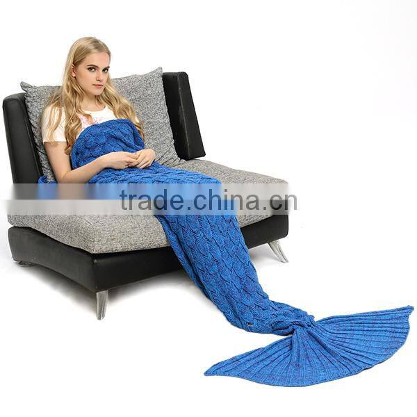 Factory Supplier knitted wool handmade mermaid blanket