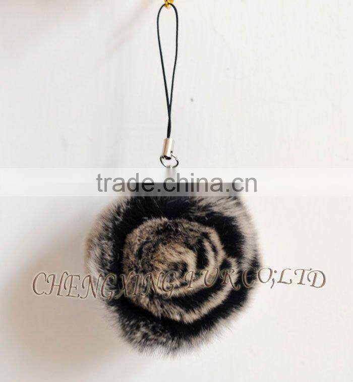 CX-P-22 Wholesale Fashion Chain Rex Fur Flower Mobile Phone Charm