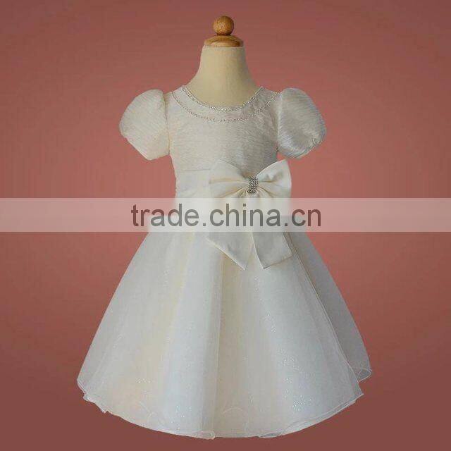 Best selling fashion baby girl Short Sleeve Summer Princess Party dress lace dress Bid Bow-knot low price kids clothes