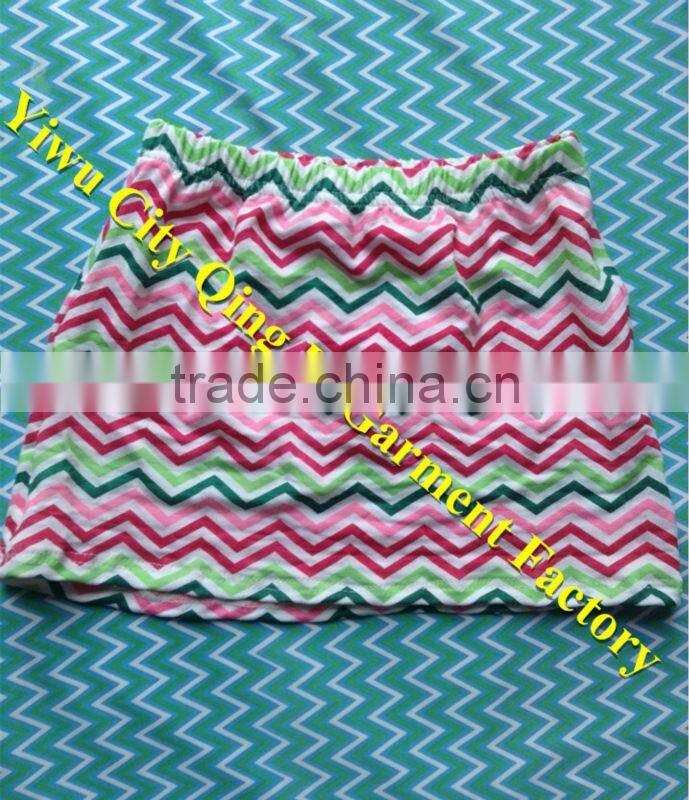 Adorable Chevron Girls Skirt Latest Design Rainbow Zig Zag Baby Girls Summer Cotton Skirt