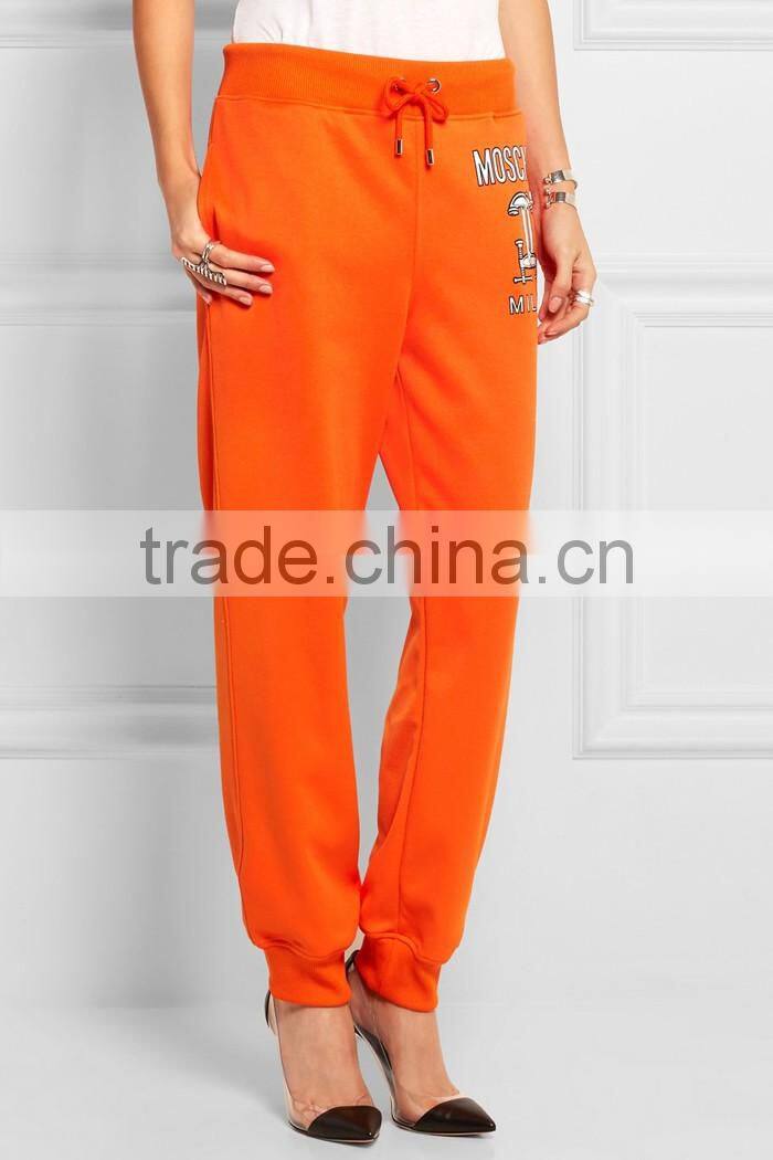 Girls latest fashion printed jersey track pants with color logo printing