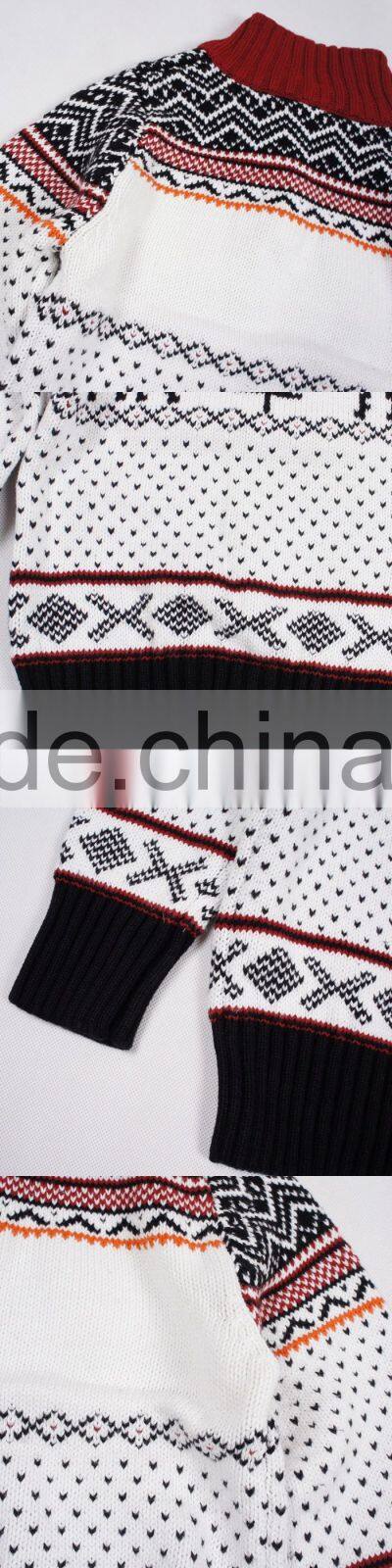 Kids Merry Xmas Winter Turtleneck Sweater Jacquard Reindeer Pattern Jumper