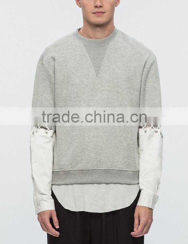 2017 wholesale mens grey vintage color block panelled sweatshirt