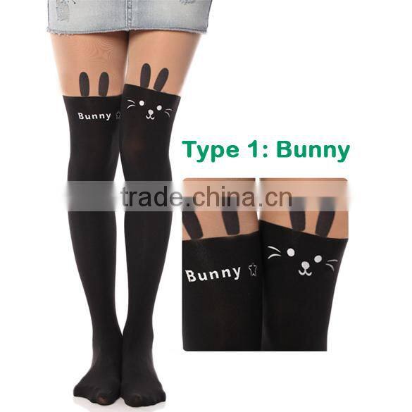 Cat Tower Tattoo Socks Sheer Pantyhose Girls Sexy Foot Stockings18842