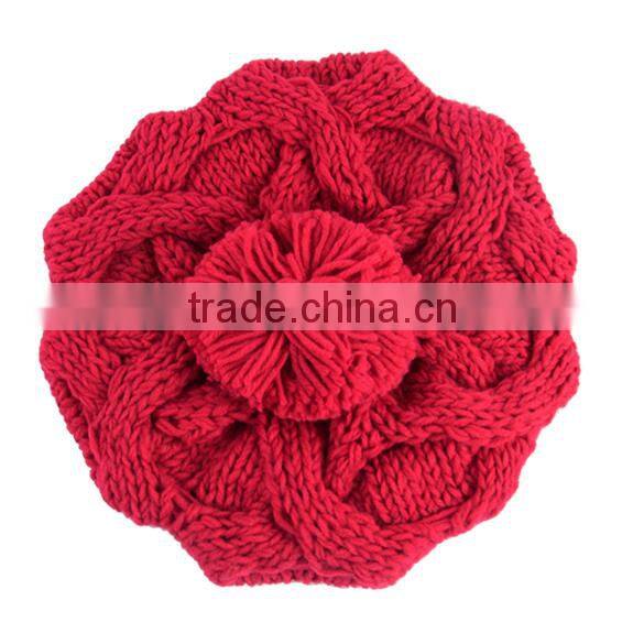 Women's Warm Knit Wool Beanie Pumpkin Ball Pumpkin Ladies Winter Wool Hat 9083