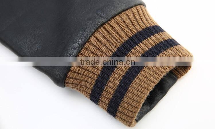 ST15-VJ3033 mens winter leather sleeve varsity baseball jacket