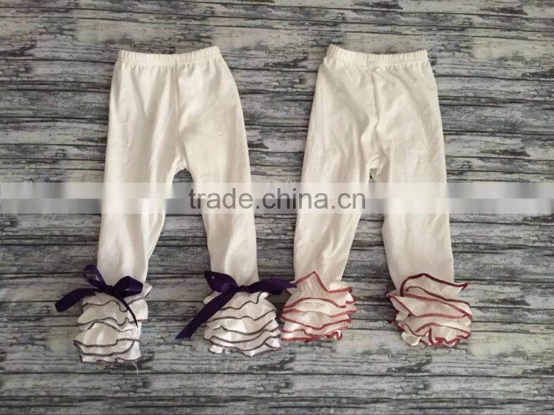 wholesale icing pants cotton many ruffle Solid color pants children clothes