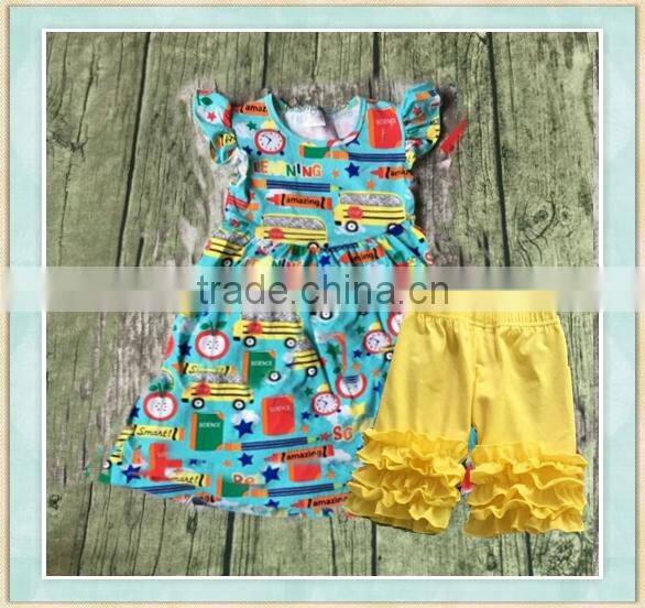 2017 The factory price wholesale children's boutique clothing back to school the little girl's summer skirt suit