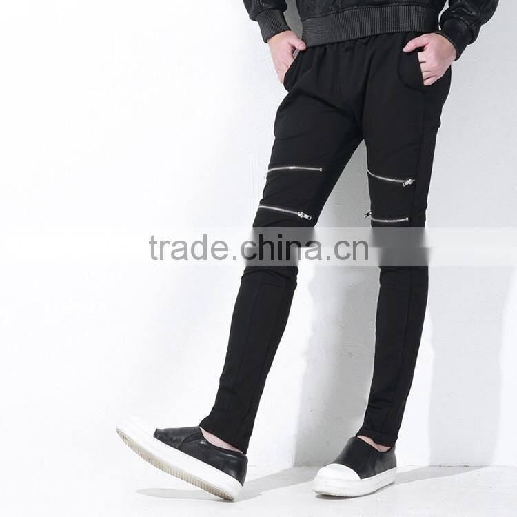wholesale 100% cotton men jogger sweatpants blank/custom plain jogger pants/mens jogger pants with zipper details p-24