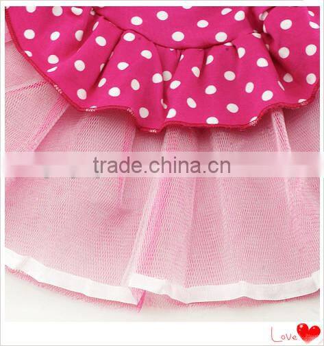 EN 71 Wholesale dog clothes pink dress with white dot for dog