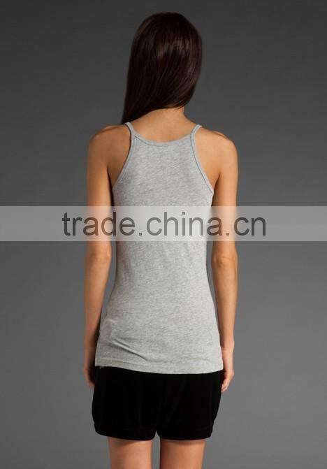 women's grey low cut yoga tank tops