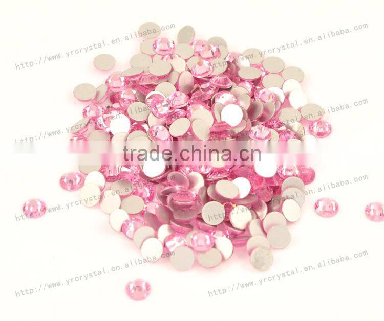 Round shape light rose color silver foiling rhinestone flat back crystal beads
