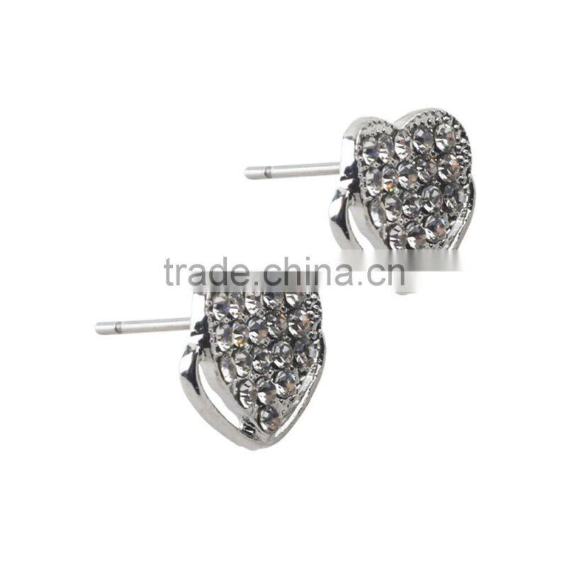 Customized Bohemian Latest Design Of Heart Diamond Sliver Earrings For Young Girls Wholesale
