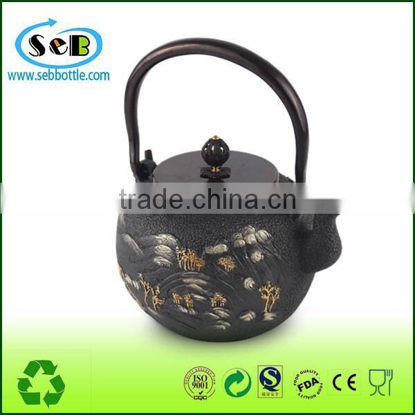 Eco-friendly Cast Iron teapot with embossed Lotus decor for wholesale