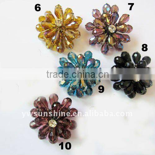 Fashion flower with crystal bead elastic ring