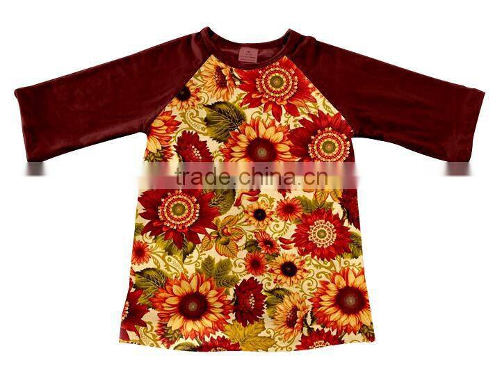 2017wholesale Fashion clothing cute Printing Girls boys turkey tops