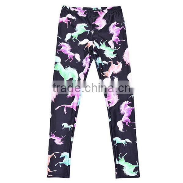 Fashion Girl's Colorful Horse Print Leggings Stretchy Sexy Leggings Pencil Pants