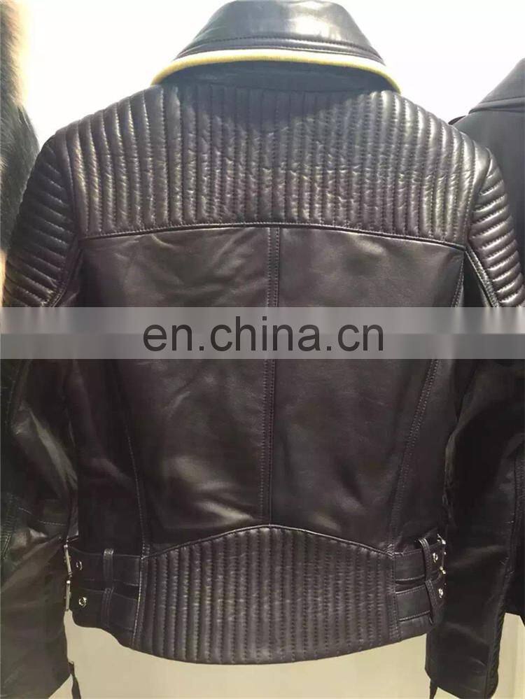 2017 Wholesale Women Real Leather Coat Lady Spring Overcoat