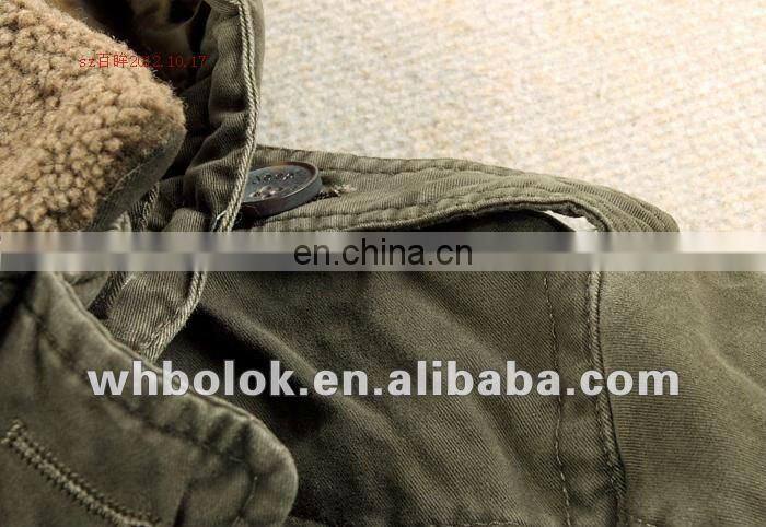 Winter very warm winter coat for men multi pockets washed cotton fleece lined blazer
